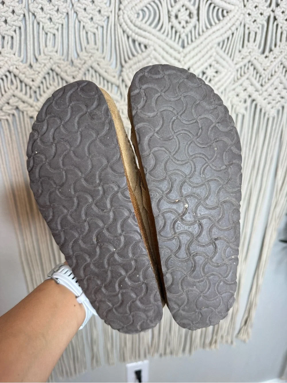 Birkenstock Suede Slip-On Clog in Tan Brown with Buckle